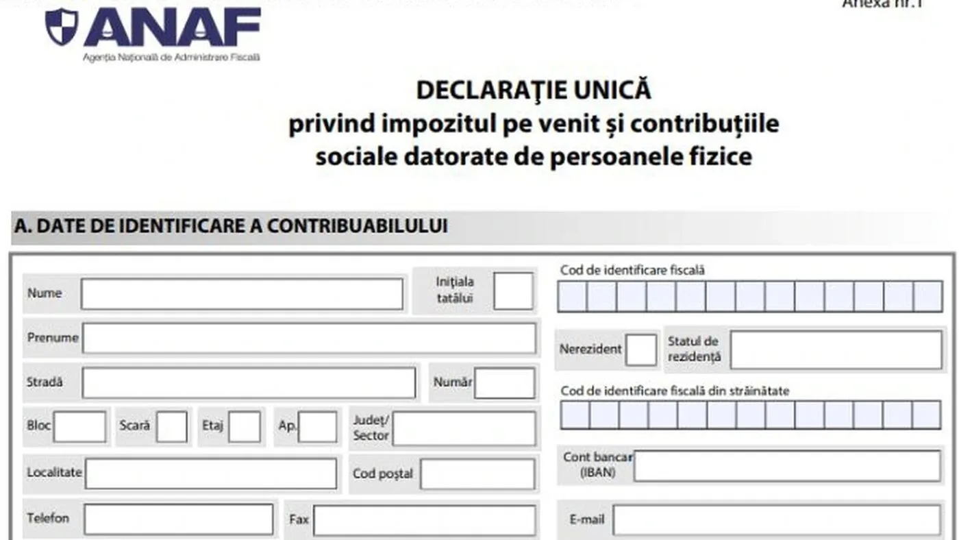 ANAF declaratie unica pe venit ANAF declaratie unica pe venit